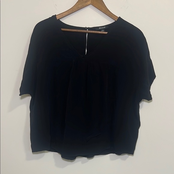 Madewell Tops - Madewell Black Boxy Short Sleeve Cropped Blouse, Womens S
